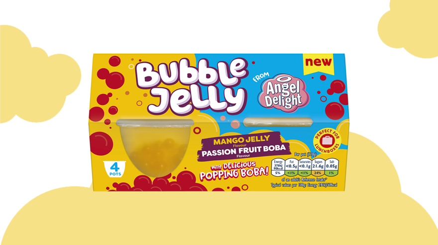 Angel Delight Mango Jelly and Passionfruit Boba Bubble Dessert Snack Pot x4